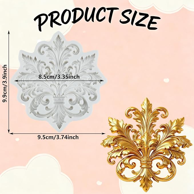 Baroque Scroll Silicone Mold Relief Flower Lace Filigree Polymer Clay Molds for DIY Crafts Epoxy Resin Casting Polymer Clay Tools Craft Air Dry Jewelry Making