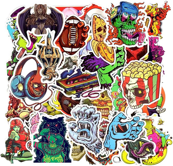 QTL Horror Stickers for Adults, Punk Horror Party Supplies, Waterproof Vinyl Stickers for Water Bottles and Laptop, 100PCS