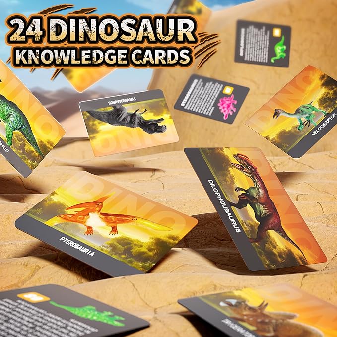 24 Glow in The Dark Dinosaur Eggs, Dig Kit Toys for Kids, Dinosaur Eggs Excavation Kit with Magnifier, Easter Basket Stuffers, STEM Party Favor Gifts for Boys Girls Age 3 4 5 6 7 8 9 10 + Years Old