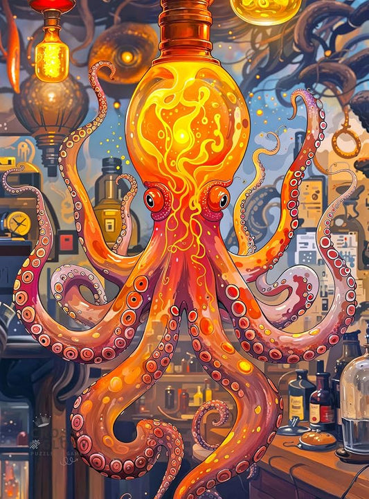 Cross & Glory | 1000 Piece Jigsaw Puzzles for Adults | Octopus Alchemy: The Lava Experiment │ Lava Lamp Octopus Puzzle 1000 Pieces │ Satin Finish Ocean Puzzle for Adults │ Ages 14+