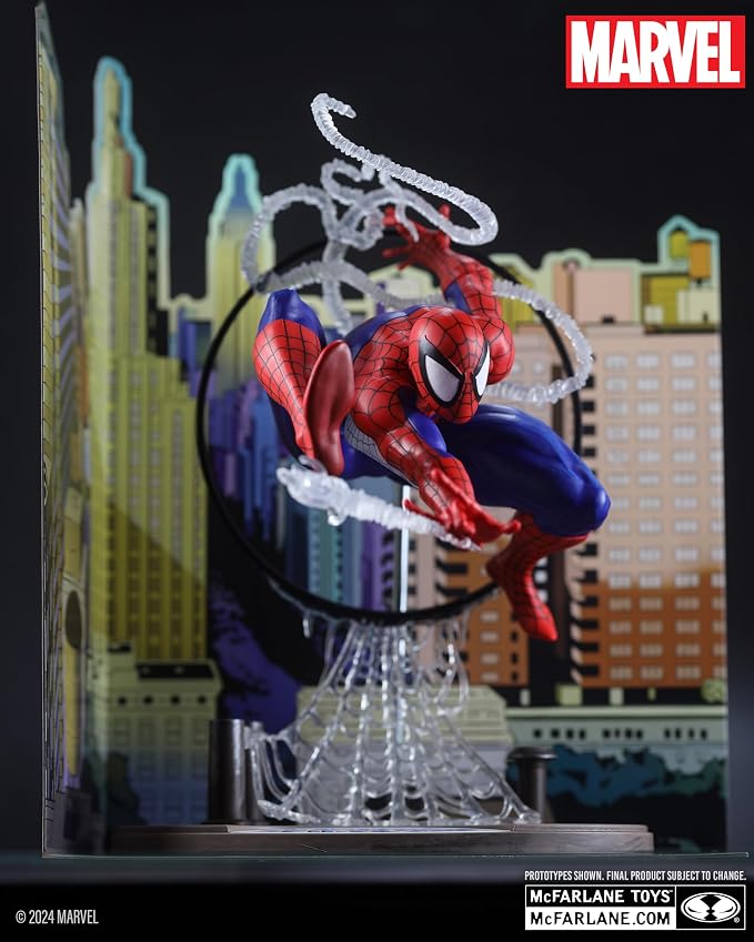 McFarlane Toys - Marvel Spider-Man 1:6th Scale Posed Figure with Scene & Comic (Based on The Amazing Spider-Man #301)