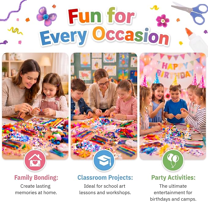 RAINFLOW 1700+ Arts & Crafts Supplies - Craft Kit,Supplies & Materials Set for School,Classroom,Family, Party, DIY, Art Creation, Holiday Decoration
