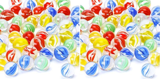 LovesTown 100PCS Glass Marbles Bulk, for Kids Marble Run Game, DIY and Home Decoration (Pack of 2)