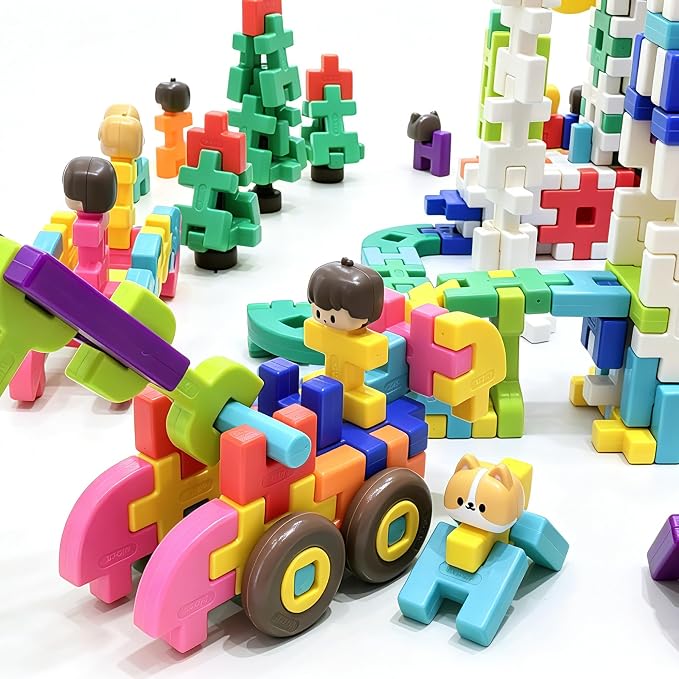 Interlocking Building Blocks STEAM Construction Set, Farm Role Play Theme, Multi-Dimensional, for Preschool Kids Ages 3-4 (122)