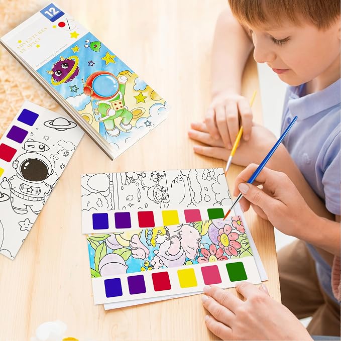 Water Coloring Book,Paint with Water Books for Kids Ages 3-5,Watercolor Painting Book for Toddlers 4-6,Creative Arts and Crafts & Airplane Travel Essentials for Boys Girls(5 PCS)