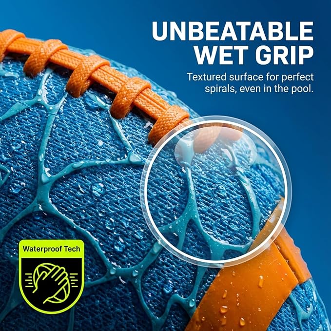 Water Football for Pool & Beach - Best Pool Toys for Kids All Ages - Easy Grip & Soft to Catch Footballs - Fun Outdoor Sports Beach Toys - Pool Gifts for Kids 5 6 7 8 9 10 11 12 + Year Old Boy & Girl
