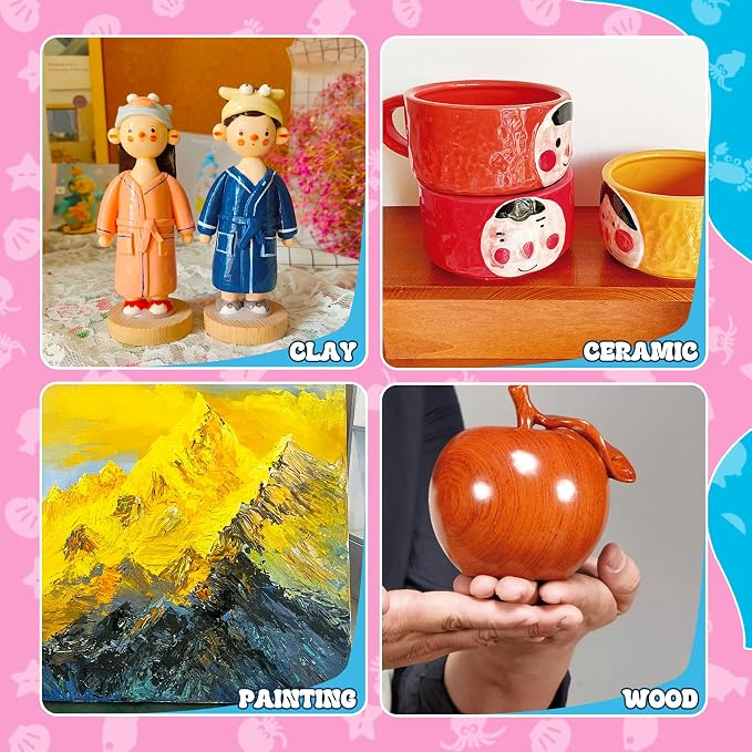 Air Dry Clay Glaze - 200ml Clay Varnish for Air Drying Clay, Gloss Varnish for Acrylic Painting, Pottery Glaze Clay Sealant to Prevent Scratches, Wear, Cracking - Non-Toxic, Enhance Color Vibrancy