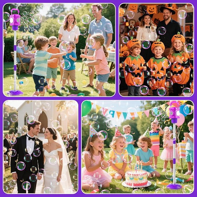 Bubble Machine for Kids, Automatic Bubbles Blower Maker for Kid Toddlers, 2-In-1 Remote Control Street Lamp Bubble Maker with Adjustable Height, Bubble Maker for Wedding Birthday Party Camping Outdoor