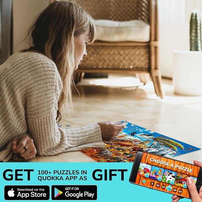 QUOKKA 100 Piece Puzzles for Kids Ages 4-6 – Floor Kids Puzzles Ages 6-8 Year Old – Toy for Learning Africa Animals for 8-10 yo – Jigsaw Toddler Game for Boy and Girl Age 3-5