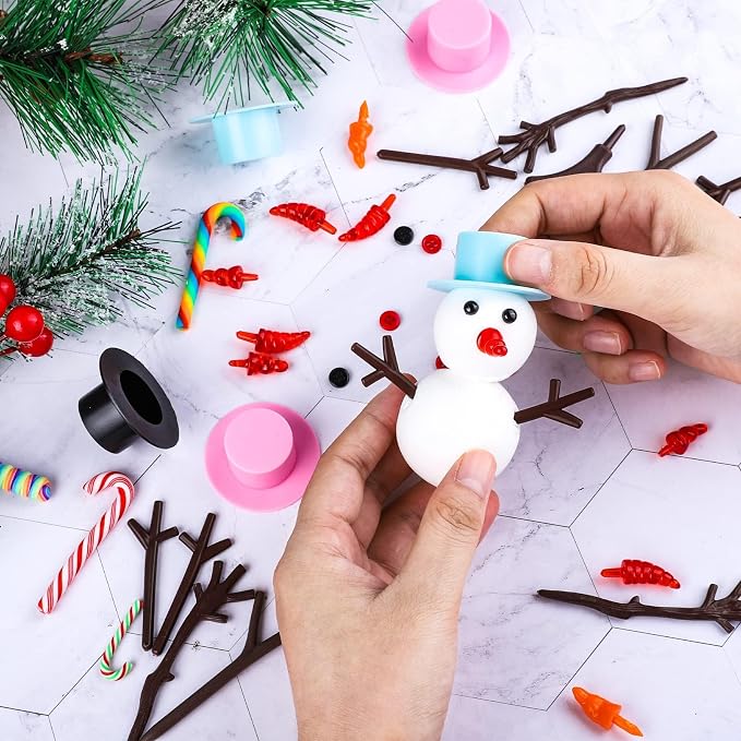 Aneco 6 Pack Christmas Craft Kit Snowman DIY Craft Xmas Air Dry Modeling Clay Build Snowmen Decorating Kit Christmas Snowman Gift for Holiday Party Indoor Supplies