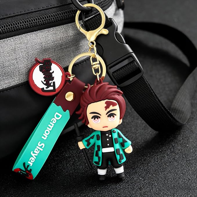 Anime Slayer Novelty Keychain, Collectable Cartoon Mini Figure, Cute Fun Keyring Jewelry Gift for Men and Women