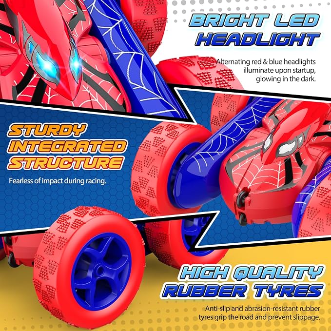 Excitobo Remote Control Car,RC Cars Boys Toys for 3 4 5 6 7 8 9 10 11 12 Year Old Boy Double Sided 360°Flip 4WD Rechargeable Drift RC Race Car Birthday Gifts Easter Basket Stuffers for Kids Age 3-12