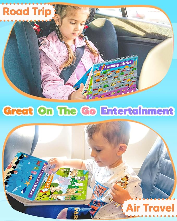 Toddler Busy Book Preschool Learning Activities, Montessori Educational Toys for 3 4 Year Old Boy Girl Gifts, Tracing Coloring Activity Books for Kids Ages 3-5, Autism Sensory Travel Toys for Toddlers