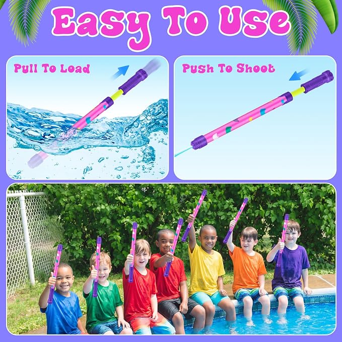 Halloscume 12 Pcs Cat Party Favors, 15'' Water Guns Bulk for Kids Water Squirt Blasters Guns, Summer Activity Swimming Pool Backyard Beach Outdoor Toys for Kids Adults, 39 ft Range Shooter