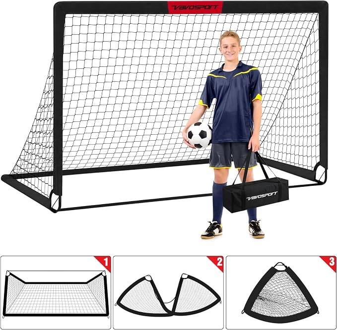 Kids Soccer Goals for Backyard Set - 2 of 4' x 3' Portable Soccer Goal Training Equipment, Pop Up Toddler Soccer Net with Soccer Ball, Soccer Set for Kids and Youth Outdoor Games, Sports, Play