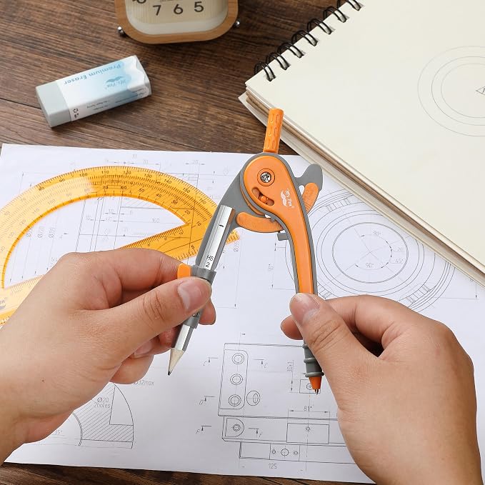 Mr. Pen- Geometry Compass and Protractor Set, 6 Inch Compass | 6 Inch Protractor, Drawing Tool for School, Clear Plastic, Easy Grip, Precision Design for Math, Art, Drafting, Architecture