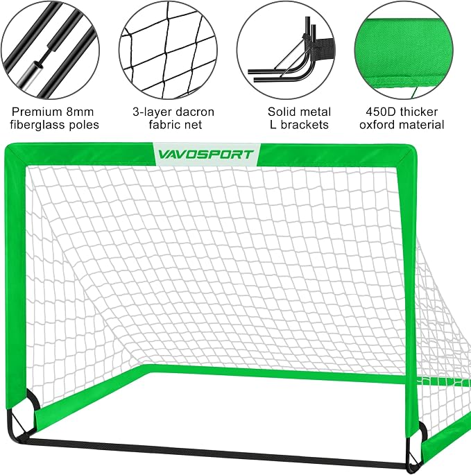 Kids Soccer Goals for Backyard Set - 2 of 4' x 3' Portable Soccer Goal Training Equipment, Pop Up Toddler Soccer Net with Soccer Ball, Soccer Set for Kids and Youth Outdoor Games, Sports, Play