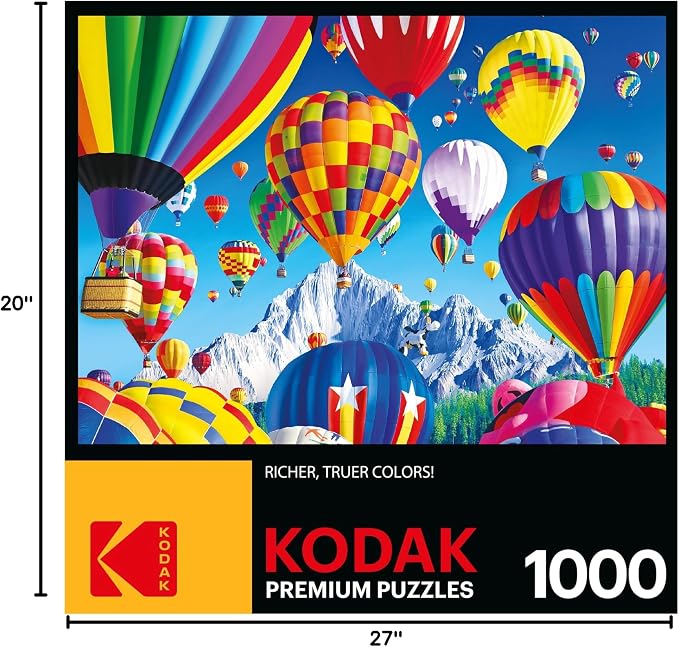 RoseArt - Kodak Premium - Balloons Over a Mountain - 1000 Piece Jigsaw Puzzle for Adults