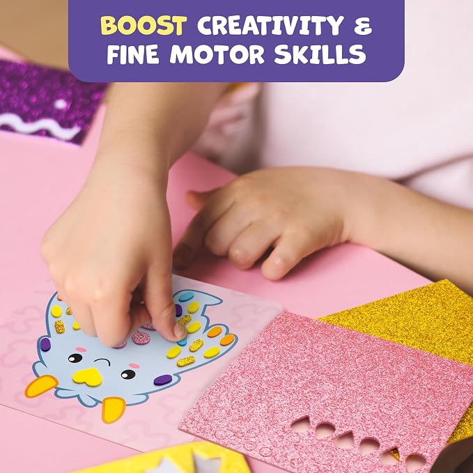 Clever Fox Play Foam Art Kit for Kids Ages 3-5 – Mess-Free Foam Arts & Crafts – Fun Non Messy Craft with 10 Pictures & 1,000+ Foam Stickers – Screen-Free Creative Play for Toddler & Preschool