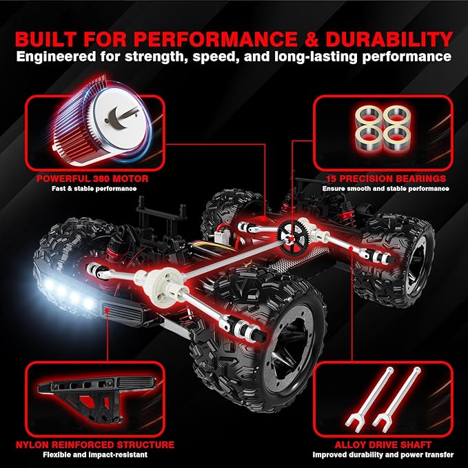 RC Cars 1:18 Scale 4WD RC Truck - for Kids & Adults Outdoor Off-Road, 25 MPH All Terrain, IPX4 Waterproof, Dual 1500mAh 50 Min, Oil Shocks, 2.4GHz 80m Remote