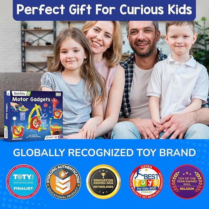 Smartivity 10-in-1 Motor Powered STEM Kit for Kids | Build 10+ Electronics Projects - Bubble Launcher, Spinner & More | DIY Science Engineering Toy | Birthday Gift Boys & Girls 6 7 8 9 10 11 12