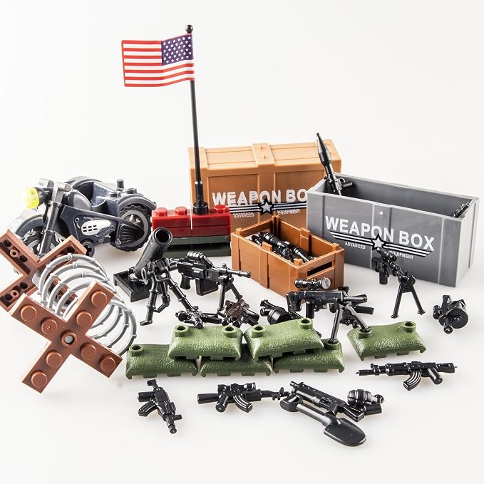 54 Pcs Military U.S. Weapons Pack - U.S.-Vietnam War Toy Set - Compatible with Major Brands, 3 Years and Up