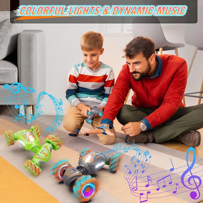 Nicella Remote Control Car, Pink RC Cars for Girls, Gesture Stunt with Light & Music, 4WD, 360° Rotating, 2.4Ghz Remote Control Car Toys, Birthday Gift for Kids Age 6+ (Grey) (Grey)