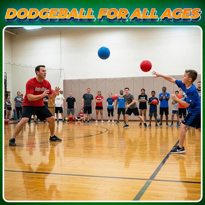 5 Inch Red & Blue Playground Dodgeballs - (2-Pack) - Small Playground Balls for Kids, Teens & Adults - Gym Sports Balls for Dodgeball, Four Square, PE, Recess Games w/Hand Pump