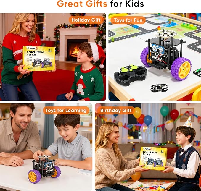 Smart Robot Car Kit Toys for Kids Ages 8-12 12-16, Remote Control Building Robotics Kit, STEM Educational Science Kit Gifts for Teen Boys Girls 8-13 14 15 16 Year Old