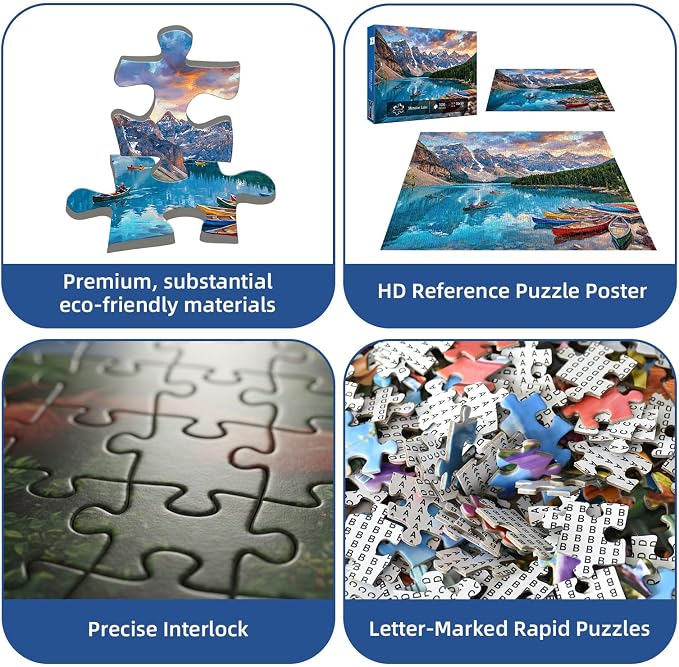 Moraine Lake Puzzles for Adults 1000 Pieces,Challenging Jigsaw Puzzles for Adults,Difficult Impossible Puzzle for Family Game Night,Recycled Paper Jigsaw Puzzle,Gifts for Parents Mother's Father's Day