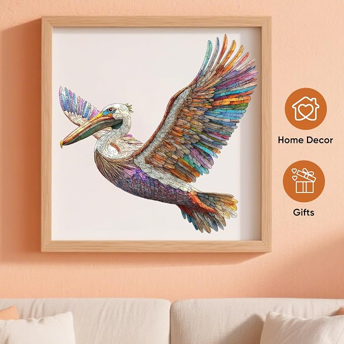 Wooden Puzzles for Adults Cormorant Bird Jigsaw Puzzles,300 Pieces 5MM Thick, Unique Shaped Cormorant Bird Puzzle Family Game Gift for Adults and Kids, 15.6 x 15.4 Inch