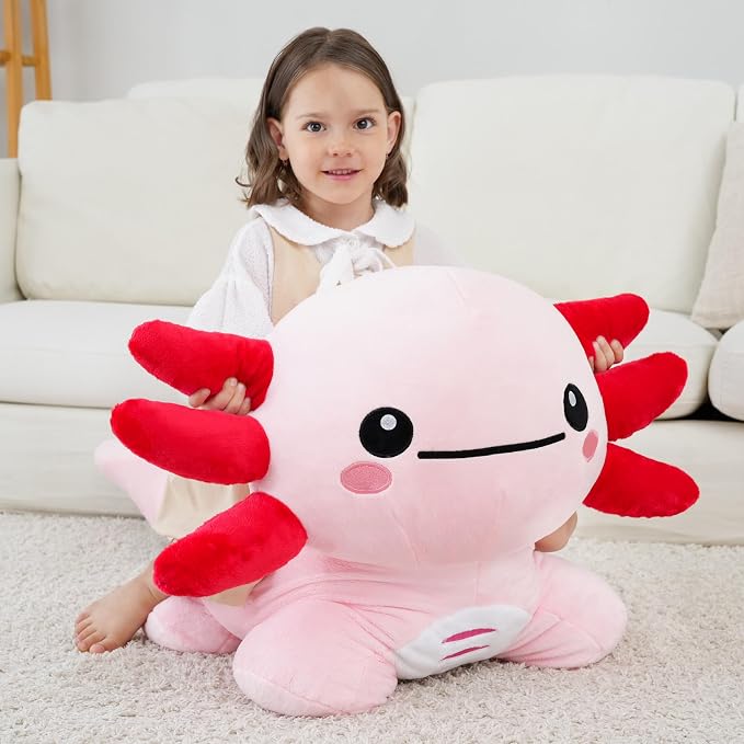 Giant Axolotl Stuffed Animal, Big Axolotl Plush, Large Plush Toy for Girl Boy, Birthday Valentine's Gifts for Girlfriend, Kids, Toddler, Age 3-8, Pink
