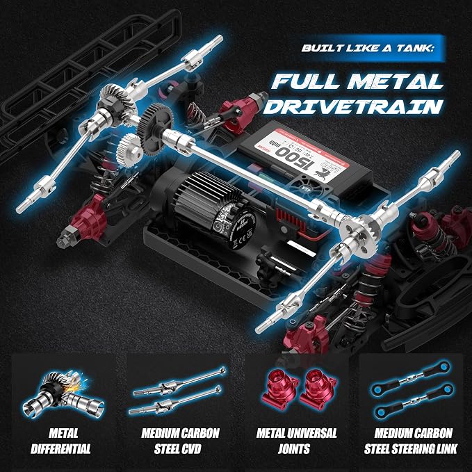 Hosim 1/14 Brushless RC Car for Adults 60KM/H, Fast Hobby RC Trucks 4WD Off Road RC Car for Kids, All Terrain Electric Remote Control Car, Waterproof RC Short Course Truck Toy Gift for Boys Age 8+