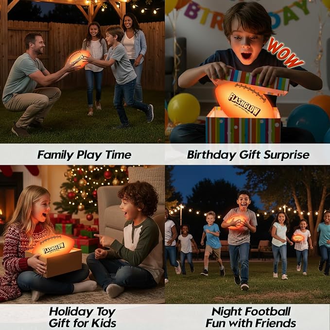 Light Up Football for Boys: Glow in The Dark - Toys for Kids Teen Boys Ages 8-15 - Birthday Christmas Easter Gift Ideas - Outdoor Sports Activity Night Play - 8 9 10 11 12 13 14 15 Years Old Teenager