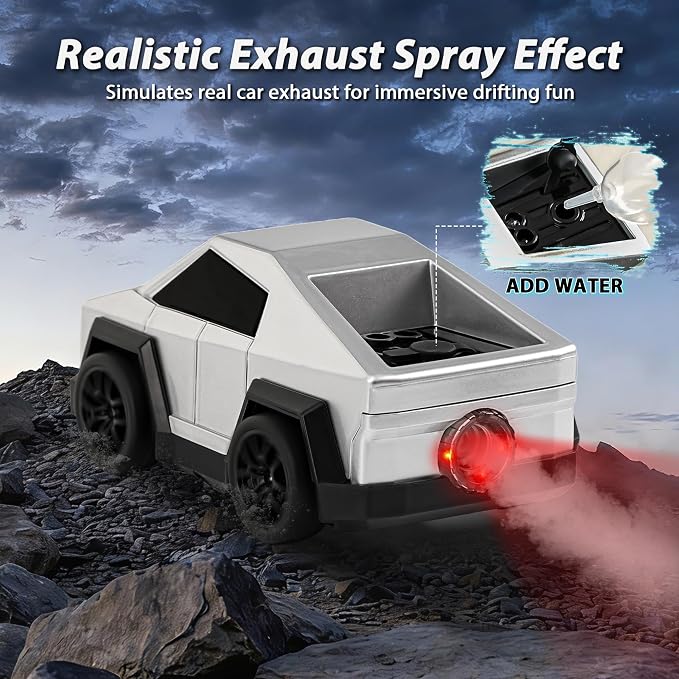 Remote Control Car Cyber-Inspired Rc Cars Toys with Drift Spray Lights Sound Automatic Follow 2.4GHz Rc Truck Toys for 3+ Boys Pet