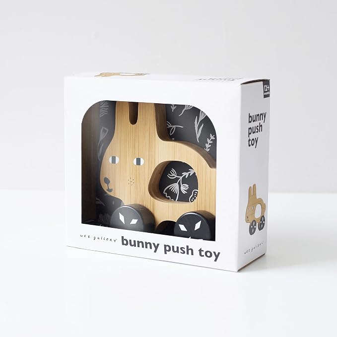 Wee Gallery Bunny Push Toy, Rolling Toy, Classic Motion Toys for Child Motor Skills, Balance, Roll Along Play, and Animal Nursery Decor (Baby, Toddler, Kids)