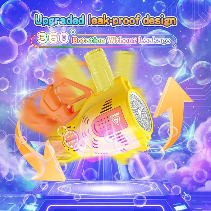 57-Holes Bubble Machine Gun for Kids, Big Automatic Bubbles Blower Blaster Maker with 1 Bottles Solution, Easter Party Favors Summer Outdoors Wedding Toys Gifts for Teens Children Boys Girls 3+,Yellow