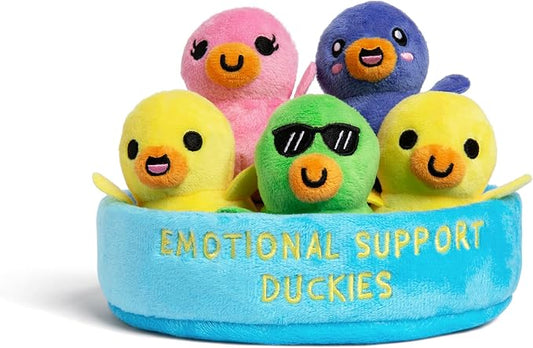 Emotional Support Pals Duckies by Relatable - Cute Stuffed Animals and Toys, Squishy Toys and Plushies, Great Gift Ideas for Loved Ones of All Ages - Includes 5 Plushies with Plush Carrying Basket