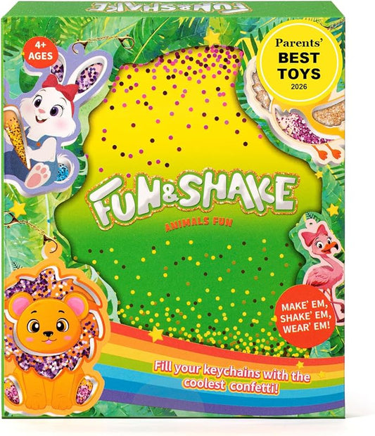 BoxNoble Shake-its Glitter Craft Kits, DIY Art Kit for Kids - Fun Shake Art Supplies, Creative Arts and Crafts Activity Gifts for Girls & Boys Ages 4 5 6 7 8 9 (Animals Friends)