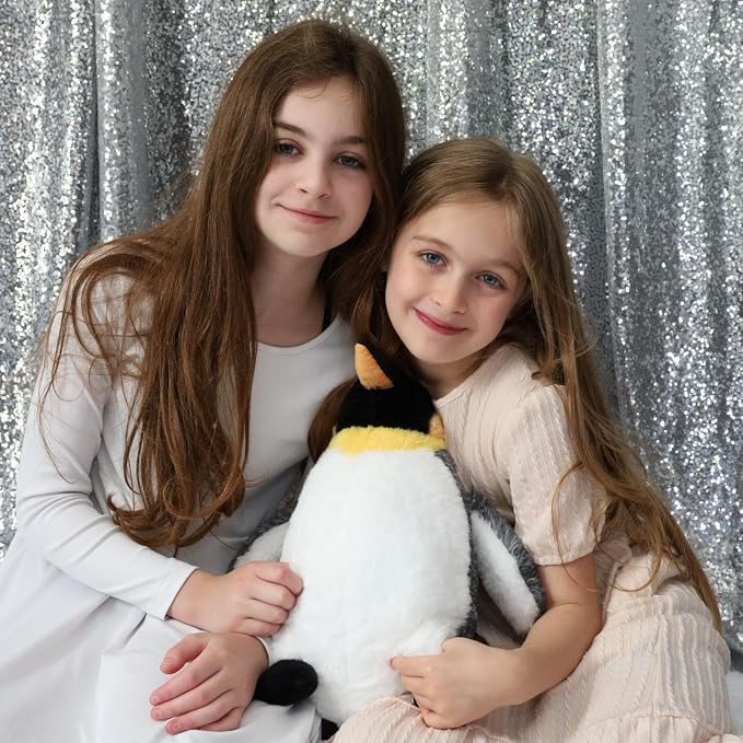 4 Pcs Penguin Plush Set, Mom Penguin Stuffed Animal with 3 Stuffed Wind Up Penguin Babies Toy in Mother Penguin's Belly, Christmas Birthday Gift for Kids Girls Boys, Animal Theme Party Decor