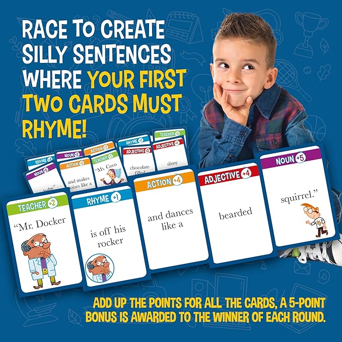 My Weird School Game Miss Bernard Is A Wild Card, Funny Educational Card Game for Kids and Family, Silly Sentence Building Game