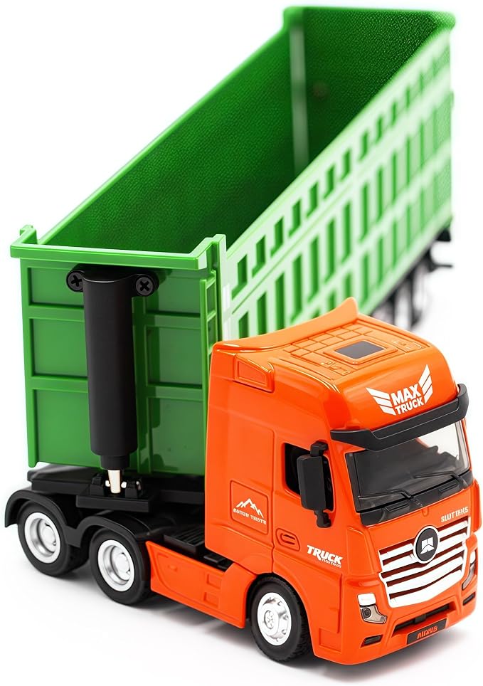 Gemini&Genius Construction Dump Truck Toy, Heavy Duty Alloy Transport Truck Toy, Construction Vehicle Toys, 1:50 Scale Diecast Dump Trailer, Toy Trucks for Kids (Detachable)