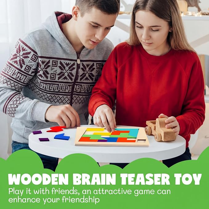 Yunsailing 3 Pack Large Wooden Blocks Puzzles Hexagon Tangram Puzzle Wooden Russian Brain Puzzles for Adult Challenge Teasers Geometric Jigsaw Logic Iq STEM Educational Gift Graduation(Multilateral)