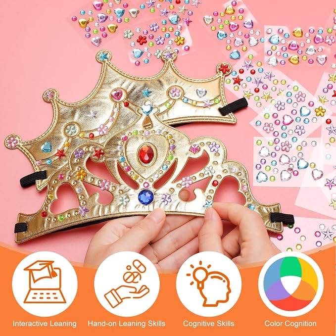 Bettoor 72 Pcs Foam Princess Crowns Set, Foam Crowns for Kids to Decorate, Crown Crafts for Kids to DIY Prince Crown Kit, Make Your Own Crowns with Rhinestone Stickers (36 Crown+36 Stickers)