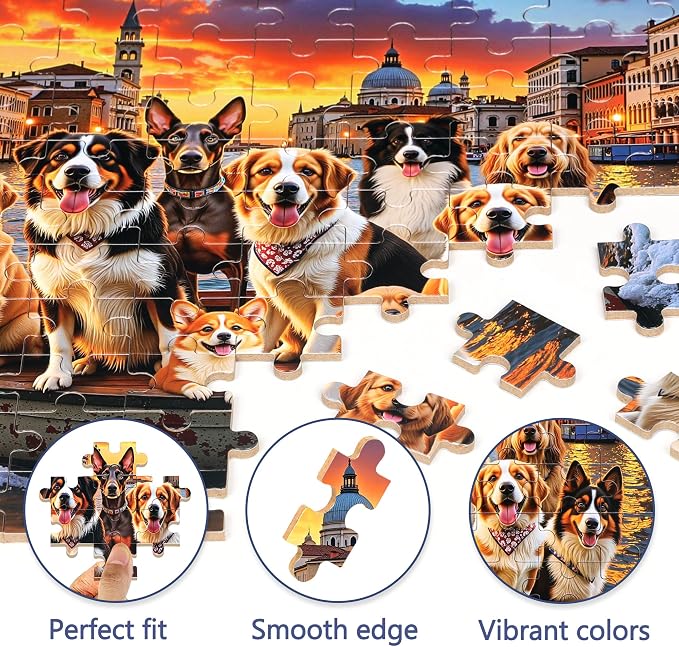 MZZOTOY Sunset Dogs Puzzle for Kids Ages 4-8, 100 Pieces Jigsaw Puzzles for Kids Ages 3-5， Learning Educational Puzzles Toys Great Gift for Boys Girls in a Metal Box