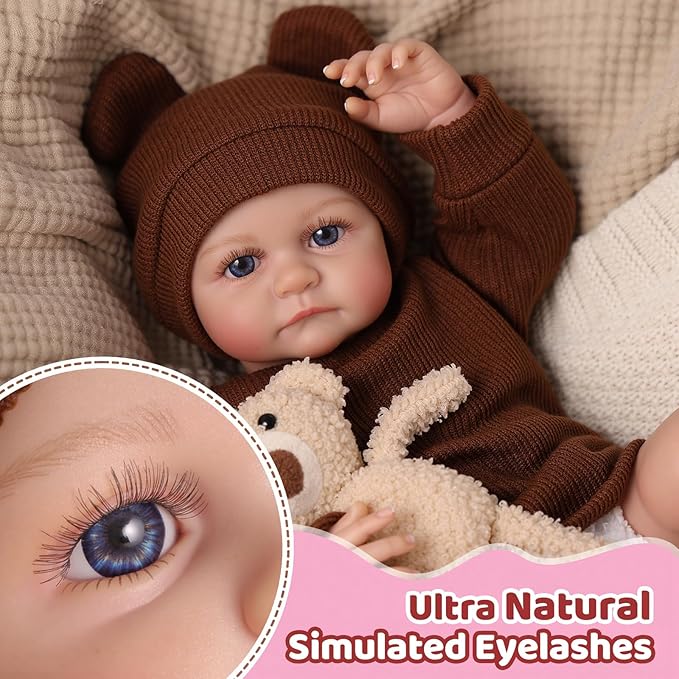 BABESIDE Lifelike Reborn Baby Dolls Boy - 17-Inch Baby Soft Body Realistic-Newborn Baby Doll Silicone Full Body Vinyl Real Life Baby Dolls with Toy Accessories for Kids Age 3+