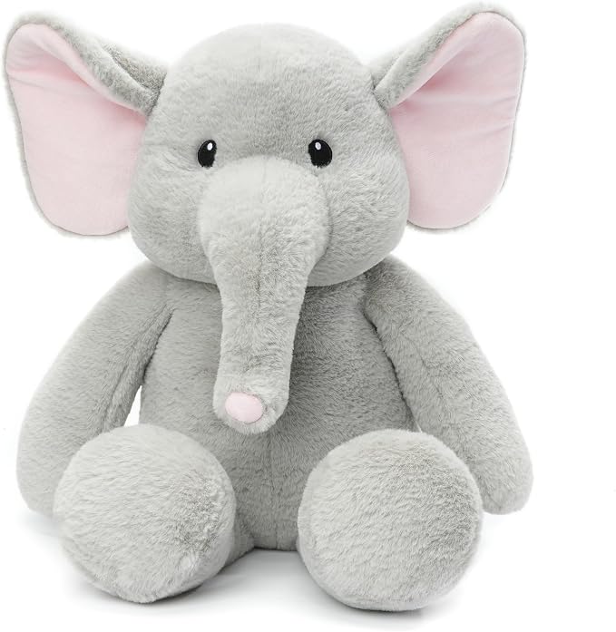 WEIGEDU Dressable Stuffed Animal Fits 3-6M Toddler Clothes, 24.4" Large Plush Toy with Long Limbs for Pretend Play, Soft Huggable Companion - Elephant