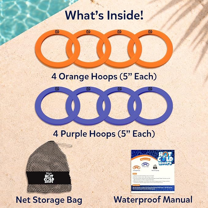 Skillmatics Pool Game – Hot ’N’ Cold Hoops, Fun Team Swimming Pool Toy for Kids, High-Energy Summer Game for Boys & Girls Ages 7, 8, 9, 10, 11 & Up, 4-12 Players, 8 Floating Hoops