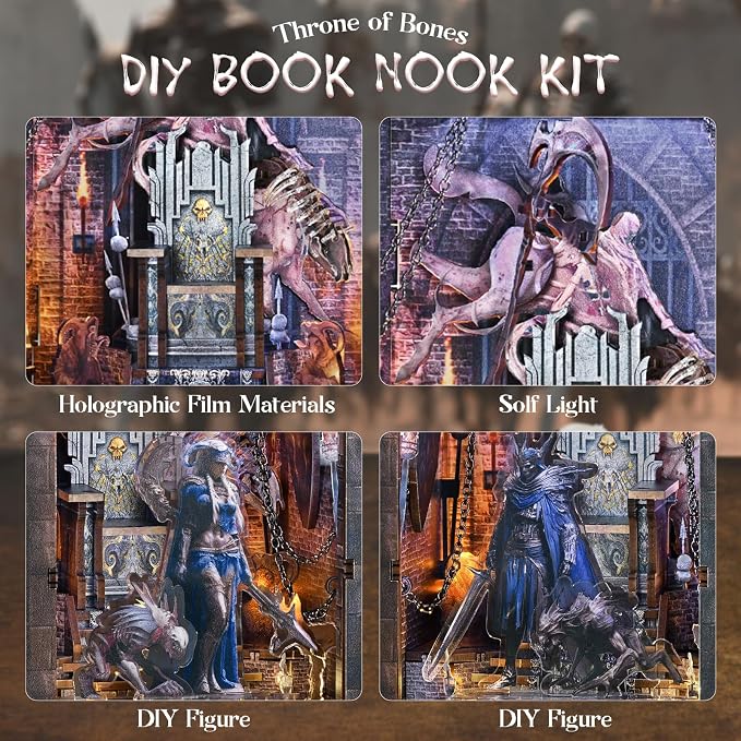 MiniCity Book Nook Kit - DIY Miniature House Dollhouse Kit for Adults and Teens, Booknook Tiny House Bookshelf, Gifts for Family (Throne of Skulls)