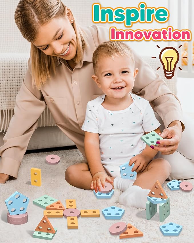 Zartores Montessori Toys for 1 2 3 Year Old Boys Girls Gifts, Wooden Shape Sorter Toys for Ages 2-4, Toddler Learning Toy Puzzles Birthday Gift Ages 1-3